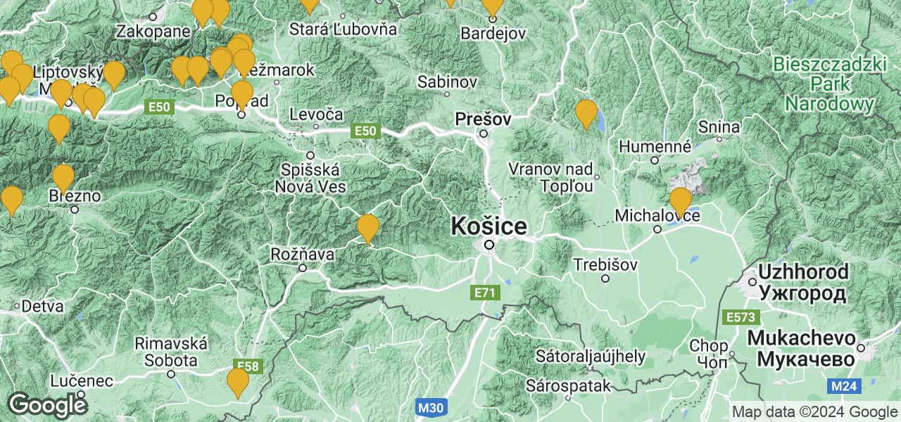 Map Košicka Bela